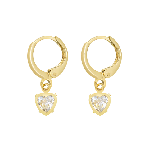 BRINCO ARGOLINHA DE CORAÇÃO COM ZIRCONIA BANHADO A OURO