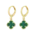 CONJUNTO BRINCO E COLAR TREVO VERDE BANHADO A OURO na internet