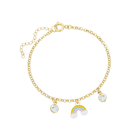 PULSEIRA ARCO IRIS COM PEDRAS BANHADO A OURO