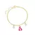PULSEIRA VESTIDO DE PRINCESA ROSA COM PEDRAS BANHADO A OURO