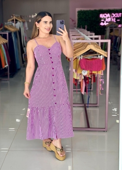 Vestido listra crepe