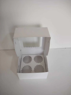 CAJA PARA 4 CUPCAKES UNA PIEZA + PORTACUPCAKE (19X19X10) - comprar online