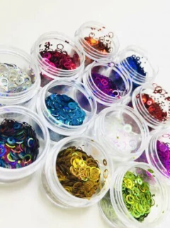 Caixa Com 12 Potes Grandes de Glitter na internet