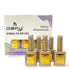 Esmalte em Gel Coleção Glitter Diamantado 12 Cores Dafu