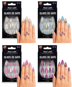 Unhas Postiças Almond Olho de Gato Diversas Cores - Real Love - comprar online