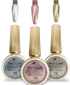 Esmalte Em Gel Refletivo Glitter Olho De Gato 10ml Real Love - Dhy Unhas