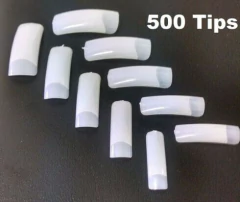 Kit 500 Tips Refil Reta Meia Lua Unha Postiça Natural Square - comprar online