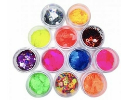Caixa Com 12 Potes Grandes de Glitter