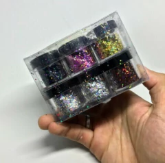 Caixa com 12 Glitter Flocado Holográfico