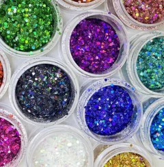 Caixa Com 12 Potes Grandes de Glitter - Dhy Unhas