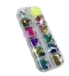 Caixa de decoração folhas de outono metalizada