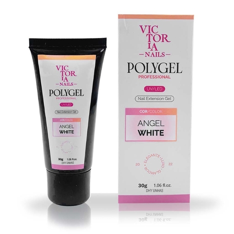 Polygel Angel White Victoria Nails
