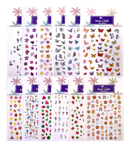 8 Cartelas De Adesivos Autocolante Para Unhas Nails Manicure