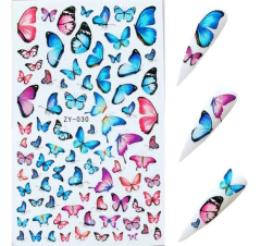 Imagem do 4 Cartelas Adesivos Borboleta Realista Autocolantes 3d Unhas