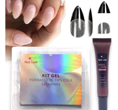 Caixa De Unhas Postiça Tips + Cola Real Love 120un Almond