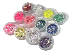 Coleção Glitter Flocado Para Unhas Encapsuladas Com 6 Pote Cor Mix - Dhy Unhas