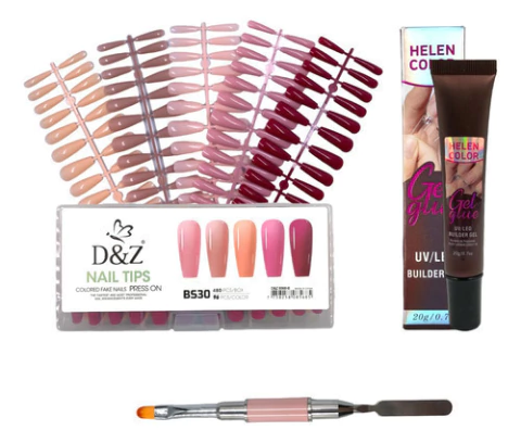 Caixa Soft Gel Nude 5 Tons + Cola Em Gel E Pincel Polygel