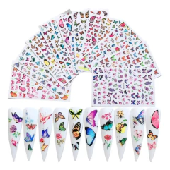 4 Cartelas Adesivos Borboleta Realista Autocolantes 3d Unhas