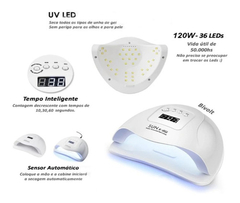 Cabine Uv Led 54w 36 Leds Sun X Unhas Gel Acrigel, Bivolt Cor Branco 110v/220v - Dhy Unhas