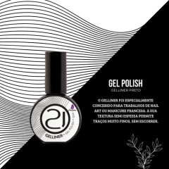 Gelliner Gel Polish Nail Art Preto Branco 12ml - Nails 21 - comprar online