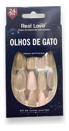 Imagem do Unhas Postiça Realista Efeito Olho De Gato Real Love 24pçs
