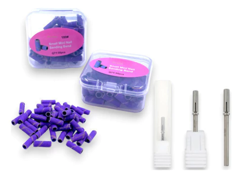 Kit 50 Refil De Lixa No Estojo Para Mandril #180 + Broca