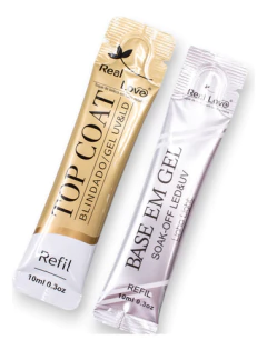 Kit 1 Top Coat Blindado + Base Em Gel 10ml - Real Love