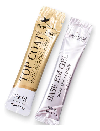 Kit 1 Top Coat Blindado + Base Em Gel 10ml - Real Love