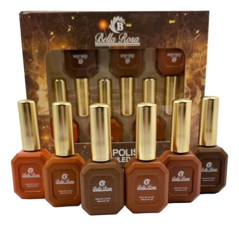 Coleção Esmalte Em Gel Marrom Chocolate Bella Rosa 6un