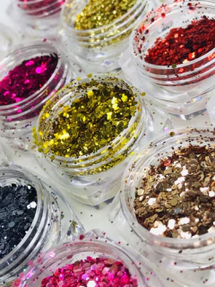 Coleção Glitter Flocado Para Unhas Encapsuladas Com 6 Pote Cor Mix