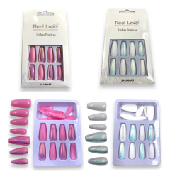 Imagem do Caixa De Unhas Postiça Realista Efeito Pó Sereia Bailarina