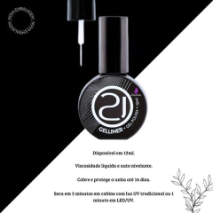 Gelliner Gel Polish Nail Art Preto Branco 12ml - Nails 21 - Dhy Unhas