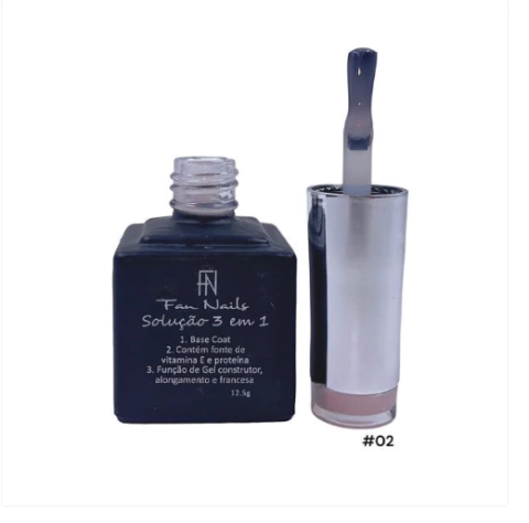 Base Gel Solução 3 em 1 Fan Nails Cor 02
