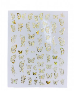 Cartela de borboleta holográfica dourada