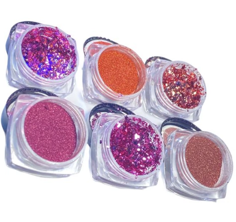 Coleção Pink Pó Cromo + Flocos Holográficos
