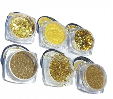 Coleção Gold Pó Cromo + Flocos Holográficos