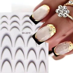 Cartela De Adesivos Francesa Gradiente + Fio Metálico - comprar online