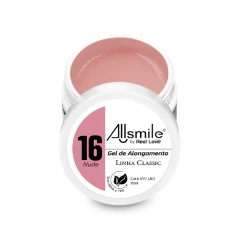 Gel de alongamento para unhas na cor nude da Linha Classic Allsmile by Real Love, frasco aberto mostrando o produto