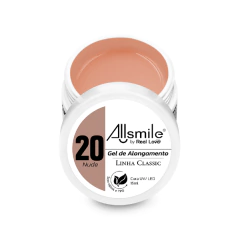 Gel de alongamento para unhas Allsmile Linha Classic 15ml na cor nude, aberto mostrando o produto