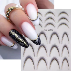 Cartela De Adesivos Francesa Gradiente + Fio Metálico - comprar online