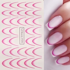 Cartela De Adesivos Francesinha Gradiente Esfumada - Dhy Unhas