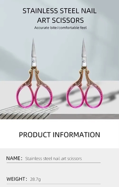 Tesoura Degradê Rosa Para Cortar Molde - Dhy Unhas