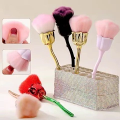 Pincel Rosas Pom Pom Tira Pó - Dhy Unhas