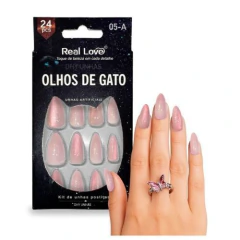 Imagem do Unhas Postiças Almond Olho de Gato Diversas Cores - Real Love