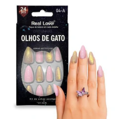 Imagem do Unhas Postiças Almond Olho de Gato Diversas Cores - Real Love