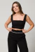 Cropped Drapeado Preto - Rose Slaibi