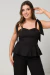 Blusa Peplum Alças Preta - Rose Slaibi