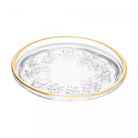 PRATO DECORATIVO NEW BUTTERFLY COM FIO DE OURO 11CM X 1,5CM CRISTAL ECOLOGICO CX 24 UN.