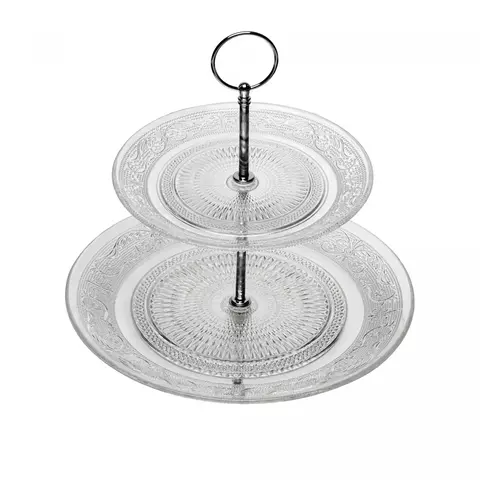 Suporte 2 Andares para Doces de Vidro 25 cm de Diâmetro - comprar online