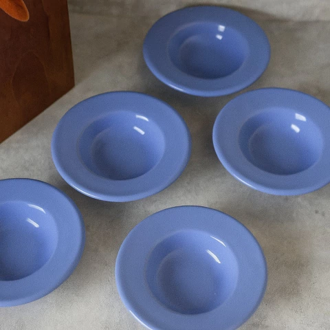 Kit 50 Unid. Mini Pratinhos Risoto Porcelana 11cm de Diâmetro Capacidade 40ml Azul